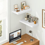 Vivelove White Floating Shelves 12 Inches Deep, [Wood Grain Texture] 24x12 Floating Shelves for Wall with Invisible Brackets,