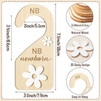 R HORSE Wooden Baby Closet Dividers - 8Pcs Double-Sided 3D Daisy Nursery Closet Organizer Baby Clothes Size Hanger Dividers N