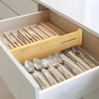 VaeFae 3 Pack Bamboo Drawer Dividers, 4" High Adjustable 11.9-17.1" Clothes Drawer Organizers, Expandable Separators for Bedr