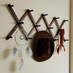 SKOLOO Hat Rack for Wall with 14 Hooks, Solid Wooden, Modern, Expandable Coat Rack Wall Mount for Coats, Hats, Bags, Baseball