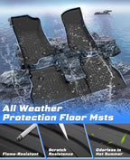 Sunsdrew Floor Mats for Jeep Gladiator 2020-2025 2026, All Weather TPE Rubber Floor Liners for Gladiator Accessories,1st&2nd Row Full Set Car Mats Raised Edge