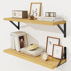 Floating Shelves, 8 Inch Deep Rustic Wood Wall Storage, 24W x 8D Wall Shelves Set of 2, Heavy Duty Metal Brackets, Industrial