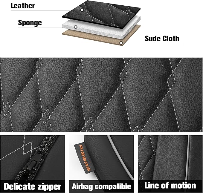 CAROMOP Faux Leather Car Seat Covers 2 Front Set,Luxury and Comfortable Seat Covers for Cars, Airbag Compatible Car Interior 