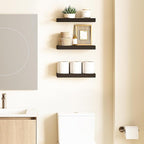 Ballucci Floating Shelves, 16" Wood Wall Shelf Set of 3, Invisible Brackets Floating Shelf for Wall Decor Living Room, Bathro