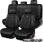 CAR PASS Leather Oxford Large Seat Covers For Truck F150 Ram Silverado Sierra 1500 Seat Covers, Scratch-resistant Water-proof