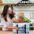Reusable Grocery Bags Heavy Duty Shopping Bags Foldable Large Tote Bags with Long Handles & Hard Bottom