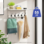 Oraich Wall Hooks with Shelf, Coat Rack Wall Mount for Coat Backpack Key Clothes Hanger, Wall Floating Shelf Hanging in Entry