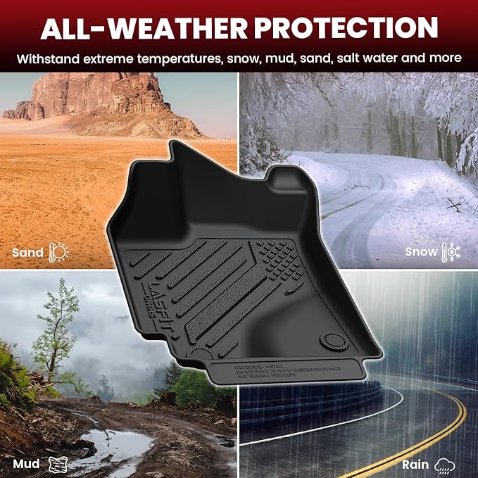 LASFIT Floor Mats Custom Fit for Toyota Corolla/Matrix 2009-2013/Pontiac Vibe 2009 2010, All-Weather Protection TPE 1st & 2nd Row Car Liners for Toyota Accsessories, Easy to Clean, Black