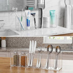 Jetec Acrylic Pen Holder 6 Compartments Makeup Brush Stationery Organizer Pencil Holder for Desk Accessories, Cosmetic Brushe