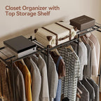 Wardrobe Closet Tall Size, Clothes Rack with Hanging Areas and Storage Shelves, Closet Organizers and Storage, Free Standing 