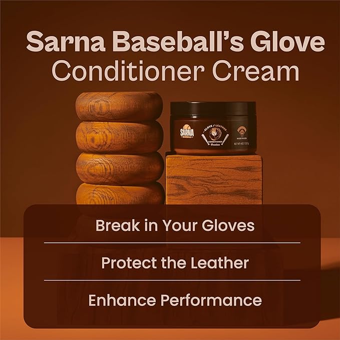 SARNA BASEBALL Glove Leather Conditioner - Use on Baseball Gloves, Softball Gloves, and Other Leather Sports Equipment - Made