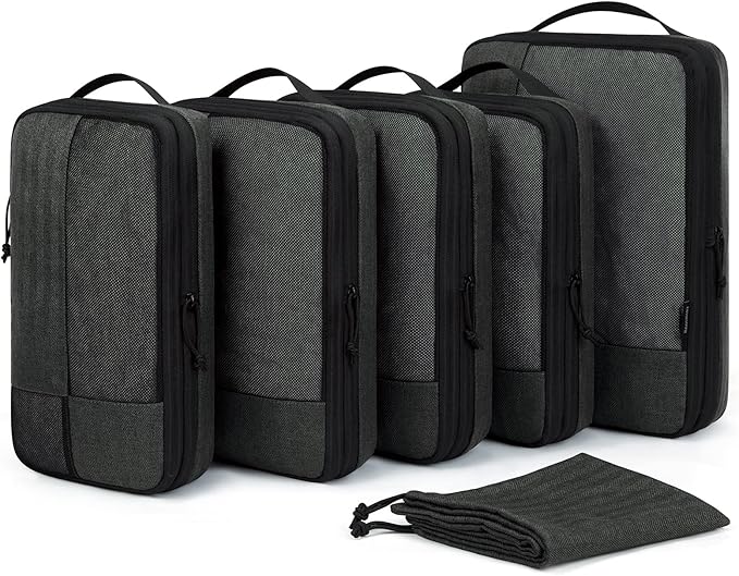 BAGSMART Compression Packing Cubes for Travel, 6 Set Packing Cubes for Carry on Suitcases, Compression Travel Cubes & Suitcas