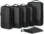 BAGSMART Compression Packing Cubes for Travel, 6 Set Packing Cubes for Carry on Suitcases, Compression Travel Cubes & Suitcas