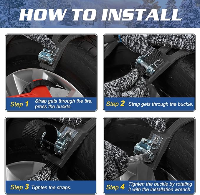 LILYPELLE Upgraded Snow Chains 10 Pack, Tire Chains for Cars/SUVs/Pickup Trucks, Emergency Anti Slip Tire Traction Chains for