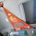 Kaskawise 3 Handles Car Ceiling Cargo Net for Inside Car Roof,Interior Mesh Storage,Truck SUV Travel Long Road Trip Camping Interior Accessories 35.4"x25.6",Orange