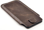 Dockem Provincial Wallet Sleeve for iPhone 11-15 Pro Max, 14-16 Plus, XS Max, 6-8 Plus (6.5/6.7 inch) – Vintage Vegan Leather Pouch Cover with 2 Card Holder Slots [Brown]