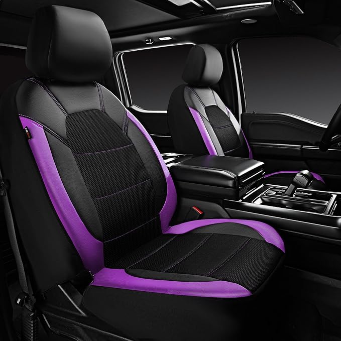 CAR PASS Leather Seat Covers, Breathable Universal Car Seat Cover Full Set for Cute Women Girly,Super 5mm Composite Sponge In
