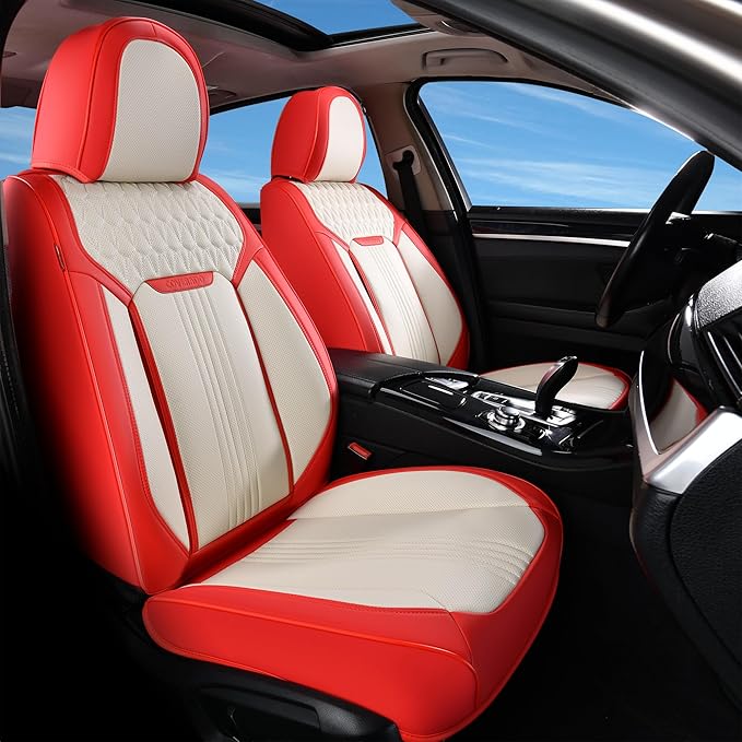Coverado Car Seat Covers Full Set, Front and Rear Seat Covers, 5 Seats Leather Seat Covers for Cars, Waterproof Car Seat Prot