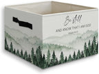 Forest Christian Basket Foldable Storage Bins Box with Handles, Be Still and Know That I Am God Bible Verse Religious Collaps