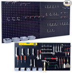 Wallmaster Pegboard Organizer Garage Storage - 48pcs Pegboard Hooks Set, Pegboard Tool Organizer with 48x24 Inch Steel Peg Bo