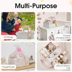 PeraBella Baby Diaper Caddy Organizer, XL Baby Basket Shower Gift Caddy, Portable Felt Changing Table Basket, Nursery Storage