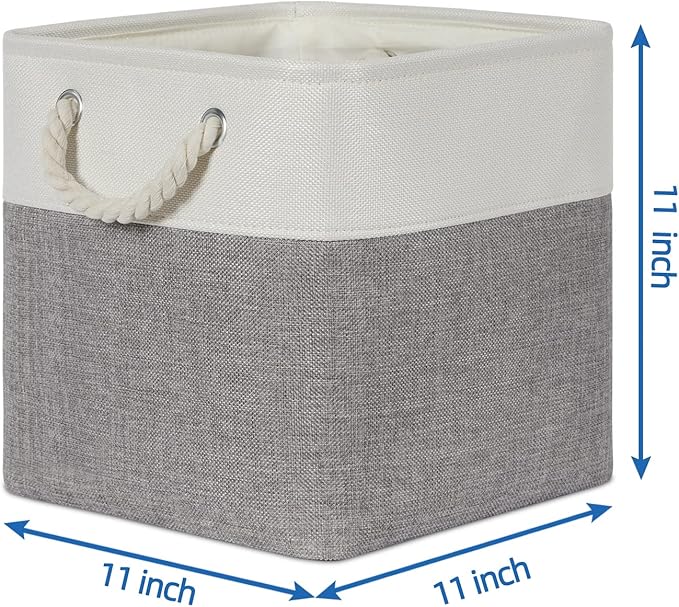 Temary Fabric Storage Baskets for Organizing, Grey Basket for Shelves, Collapsible Baskets with Handles for Shelves, Home, Cl