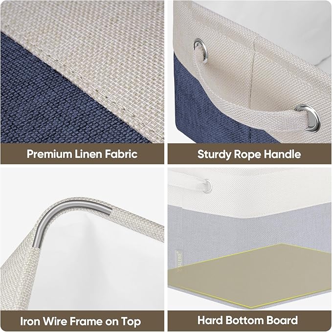 BALEINE 2 Pack Fabric Closet Storage Bins for Shelves, Linen Closet Organizers and Storage, Decorative Baskets for Organizing