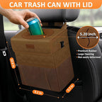 Car Trash Can for Cute, Bag Bin Hanging Waterproof Automotive Car Garbage Cans Leak Proof Vehicle Trash Can Diamond Pattern-Brown
