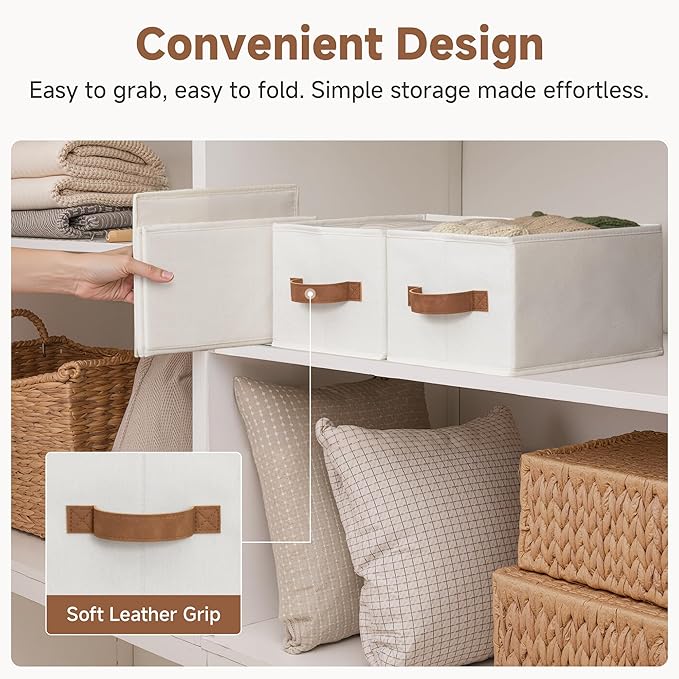 StorageWorks Closet Organizer Storage Baskets, Storage Bins for Shelves, Fabric Organization and Storage, Foldable Closet Org