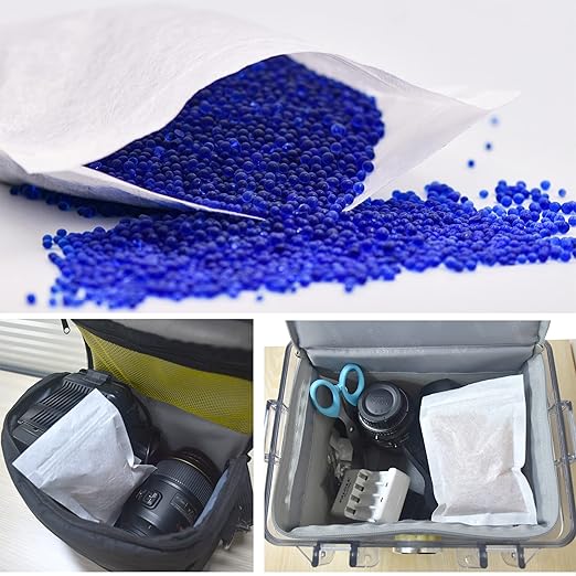 [Net Weight 24LBS] Blue Indicating Silica Gel Beads Desiccants - Rechargeable Desiccant Beads Silica Beads (Blue to Pink, 3