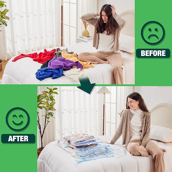 HIBAG Vacuum Storage Bags with Electric Pump, Vacuum Seal Space Saver Bags for Clothes, Clothing, Pillows, Blanket Bedding Co