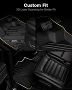 3W Floor Mats Fit for Ford Edge 2015-2024 and Edge ST 2019-2024, TPE All Weather Custom Fit Edge Floor Liner, 1st & 2nd Row Full Set Car Accessories, Black