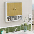 Bathroom Wall Cabinet,Wooden Medicine Cabinet with Fluted Doors Over The Toilet Storage Cabinet with Adjustable Shelf for Bat