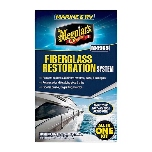 Meguiar’s Marine/RV Fiberglass Restoration System, M4965, 3-Piece Fiberglass Repair Kit with Oxidation Remover, High-Gloss Boat Polish and Wax, Christmas Gift Ideas for Car Dads