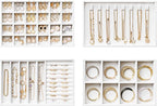 Velvet Jewelry Drawer Organizer Trays – White Stackable Jewelry Storage Inserts Set, 4-Layer Jewelry Tray Set for Earrings, R