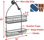 Simple Houseware Bathroom Hanging Shower Head Caddy Organizer, Black