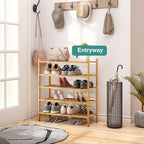 viewcare 5-Tier Bamboo Shoe Rack for Entryway, Stackable | Foldable | Natural, Shoe Organizer for Hallway Closet, Standing Sh
