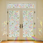 Butterfly Stained Glass Privacy Window Film Decorative, Summer Rainbow Window Stickers Sunroof Decal for Car Glass Door Moonroof Heat Control Non-Adhesive, 16.9" x 39.4"