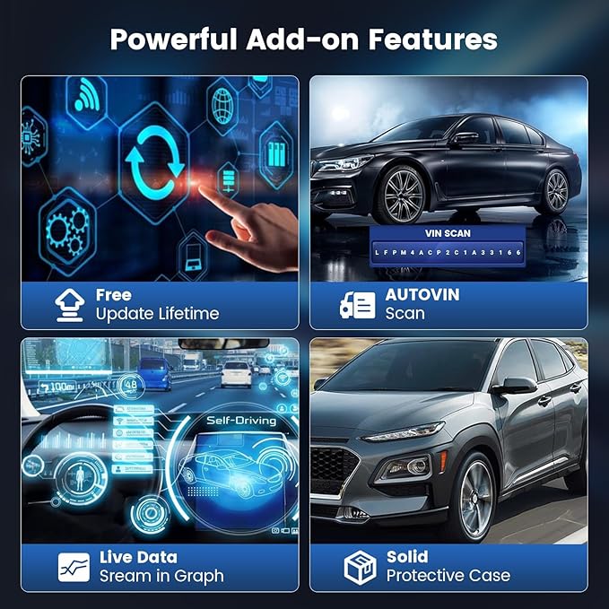 MUCAR CS6 OBD2 Scanner Diagnostic Tool, Engine Transmission BCM Car Scanner, ABS Code Reader, SRS TPMS Scan Tool, 7 Reset