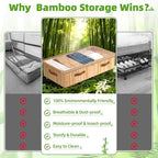 Livole 3 Pack Bamboo Under Bed Storage with Wheels, 6 inches Underbed Storage Containers, 56L XXL Rolling Under Bed Storage B