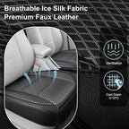 2 Pack Black Ventilated Bottom Car Seat Cover, 3D Air Mesh Breathable Front Leather Car Seat Protectors, Universal Fit Automo