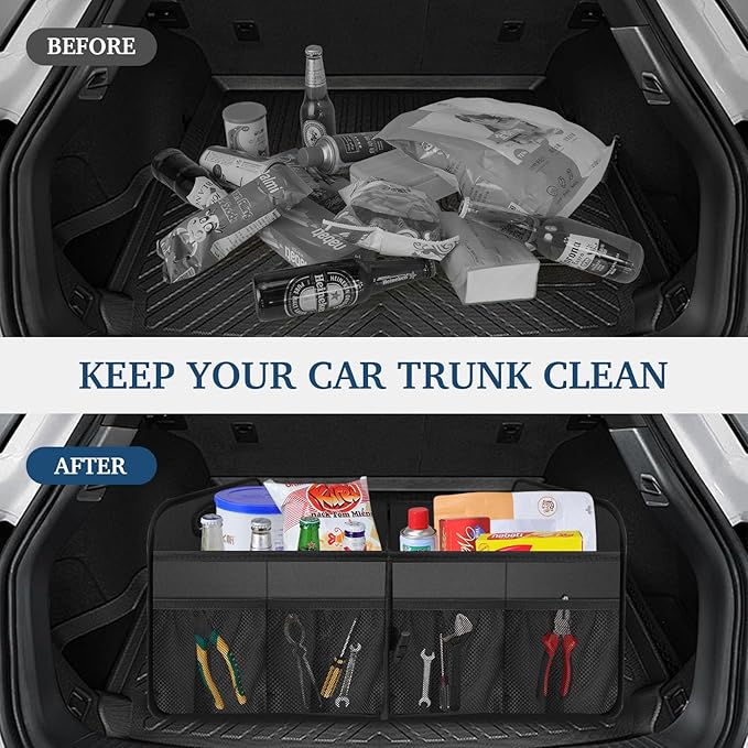 Femuar Car Trunk Organizer, Car Storage Organizer with Large Capacity Waterproof Collapsible Trunk Organizer for Car Suv/Jeep/