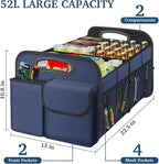 Femuar Car Trunk Organizer, Collapsible, Waterproof, Non-Slip, Blue, 52L, 5 Compartments, Rectangular, Portable, Practical
