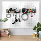 Shimeyao 2 Pcs Pegboard Accessories Set Including 2 Pegboard Baskets Bins with 5 Hooks 4 extra Hooks Black Metal Wire Basket 