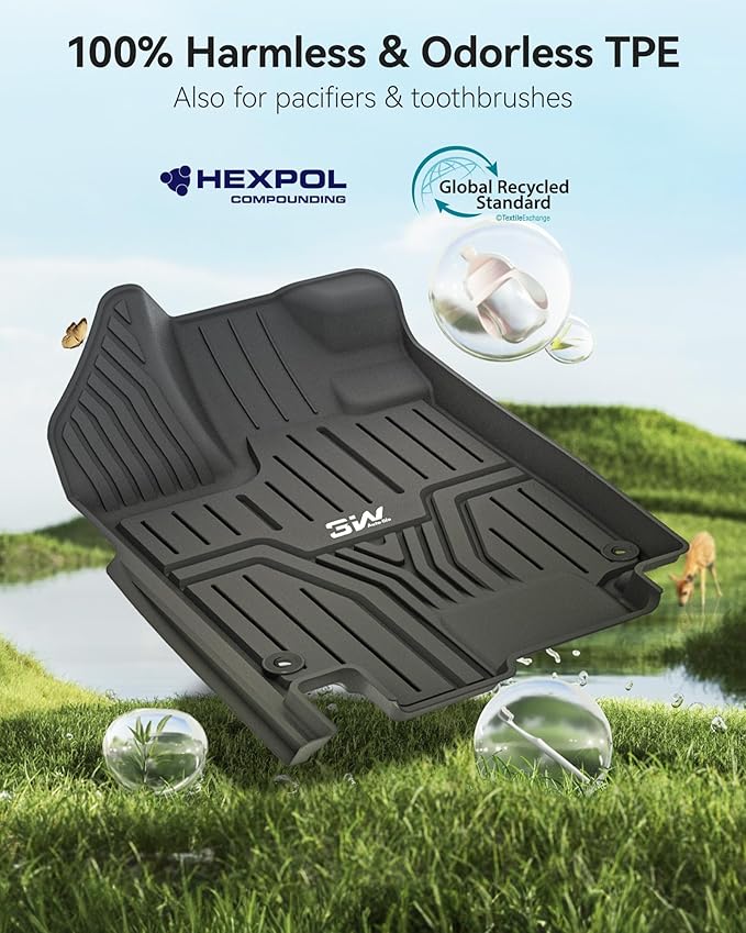 3W Floor Mats Fit for Honda Odyssey 2026 2025-2018, TPE All Weather Custom Fit Floor Liner 1st, 2nd 3rd Row Car Mats,Black