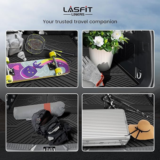 LASFIT Cargo Mat for Ford Explorer 2020-2025 2026 Trunk & Backrest Liner, Custom Fit All Weather Protector Split Design Easy Installation Trunk with Seatback Mat Accessories, 1pc Black