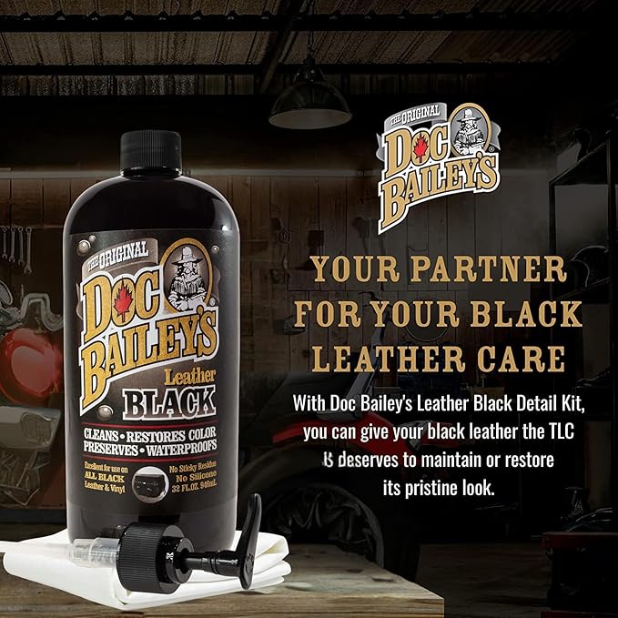 Doc Baileys Leather Black Care -Premium Quality All In One Leather Cleaner, Conditioner, Waterproofer & Protectant - For your