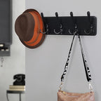 Dseap Coat Rack Wall Mounted - 5 Tri Hooks, Heavy Duty, Wooden Wall Coat Hanger Coat Hook for Clothes Hat Jacket Clothing, Bl