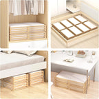 Wisuce Bamboo Under Bed Storage Containers- Underbed Organizer with Wheels with Large Dust Bag,Sturdy Wood Rolling Under the 
