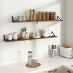 Floating Shelves, 8 Inch Deep Rustic Wood Wall Storage, 48W x 8D Wall Shelves Set of 2, Heavy Duty Metal Brackets, Industrial
